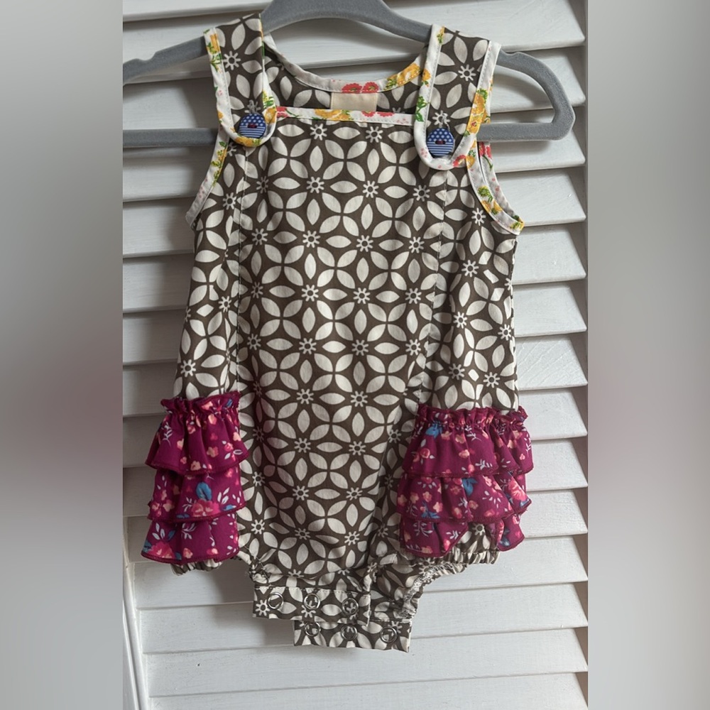 Wild Flowers Floral Patterned Baby Romper with Ruffle Details 3 Month